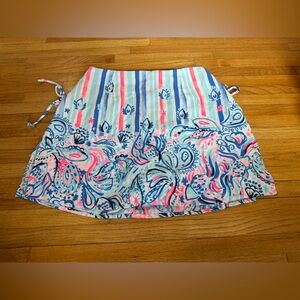 Lilly Pulitzer Skirt Womens 8 Blue Donna Skort Stripes and Streamers